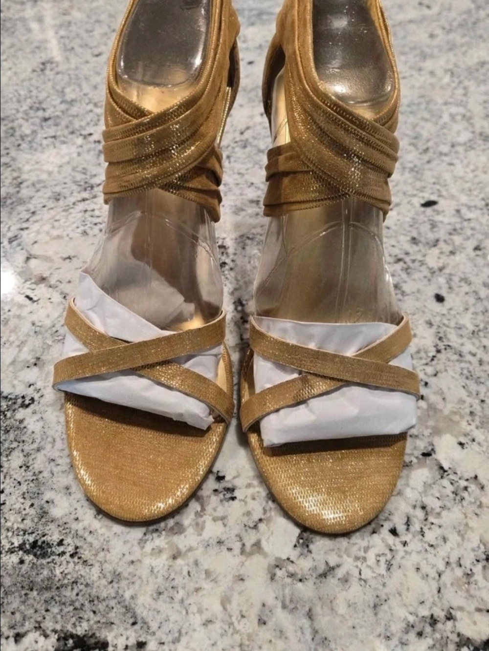 Nine West Metallic Gold Strappy Heels